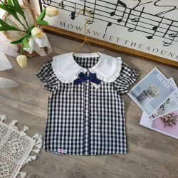 Áo sơ mi kẻ caro cổ điệu học sinh size 7-11